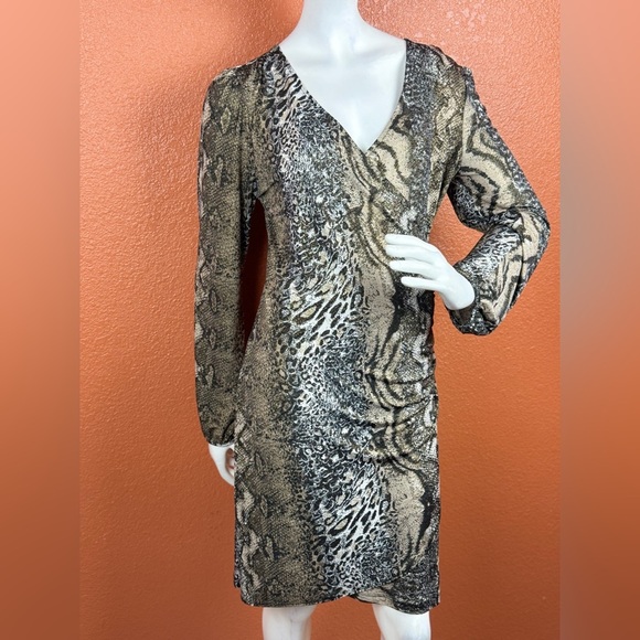 INC International Concepts Animal Print Long Sleeve Dress Size Large E64 - Picture 8 of 15